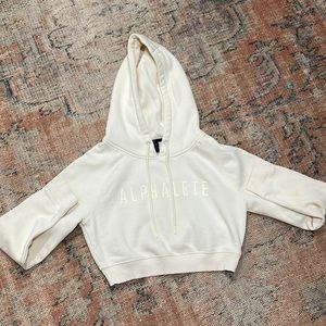 Alphalete Size S Cream Lux Crop Top Hoodie